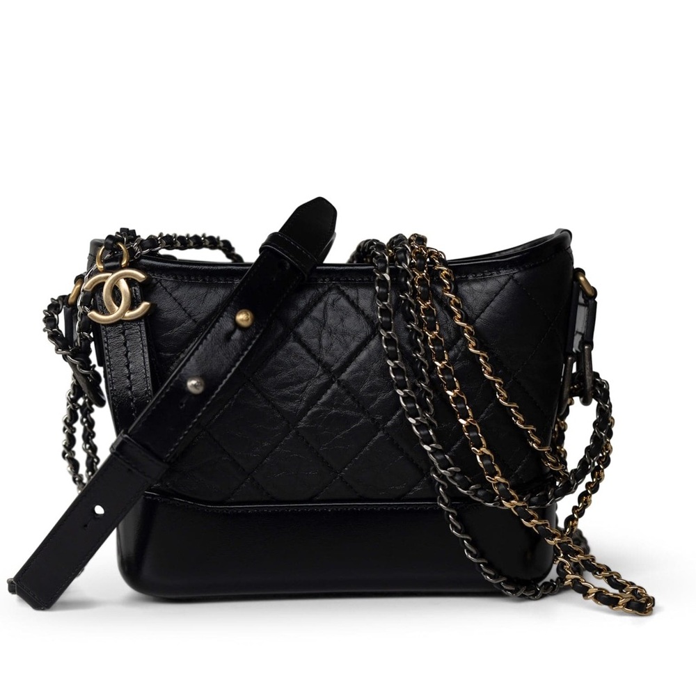 Chanel Gabrielle Black Quilted Leather Medium Shoulder Bag
